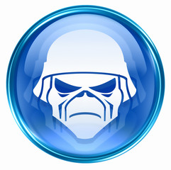 Army button blue, isolated on white background.