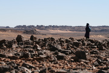Tuareg looking over Desert