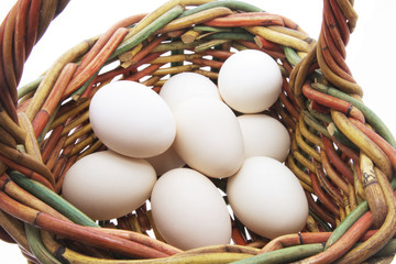 White Eggs on Cane Basket