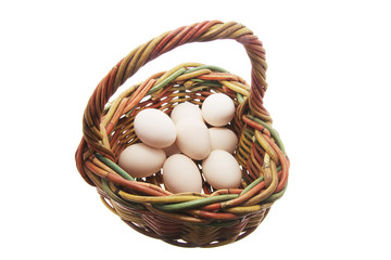 White Eggs on Cane Basket