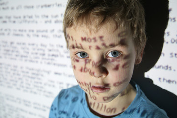 boy an text projection device