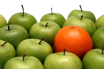 different concepts - orange between apples