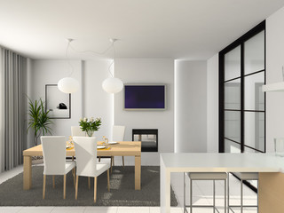 Modern kitchen. 3D render