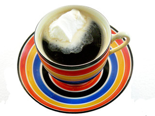 cup with coffee and whipping cream