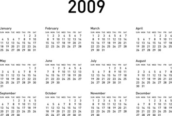 Simple Calendar for 2009 (2009_d1) - obrazy, fototapety, plakaty