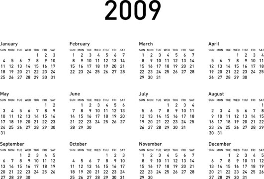 Simple Calendar for 2009 (2009_d1)