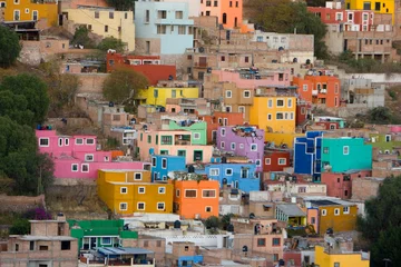 Crédence en verre imprimé Mexique bâtiments colorés au Mexique