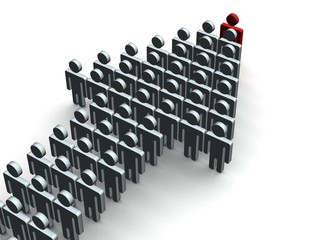 Fototapeta premium Index made of people. 3D image.