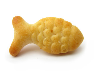 Fish snack cracker snacks isolated on white background