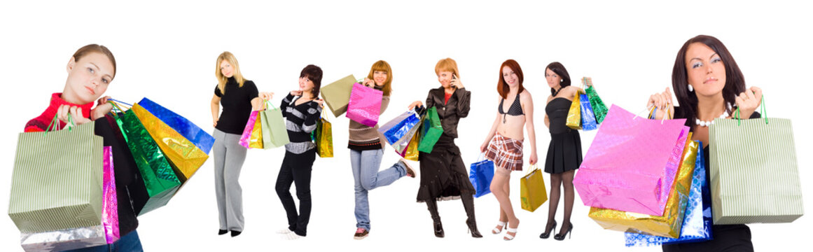 two women shopping and six other 