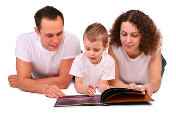 Family reads magazine
