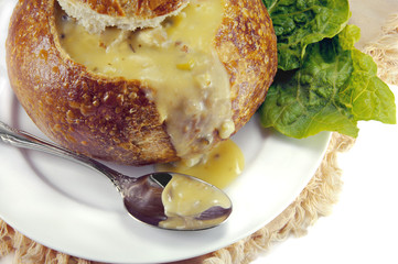 Cream Soup in a Sourdough Bread Bowl