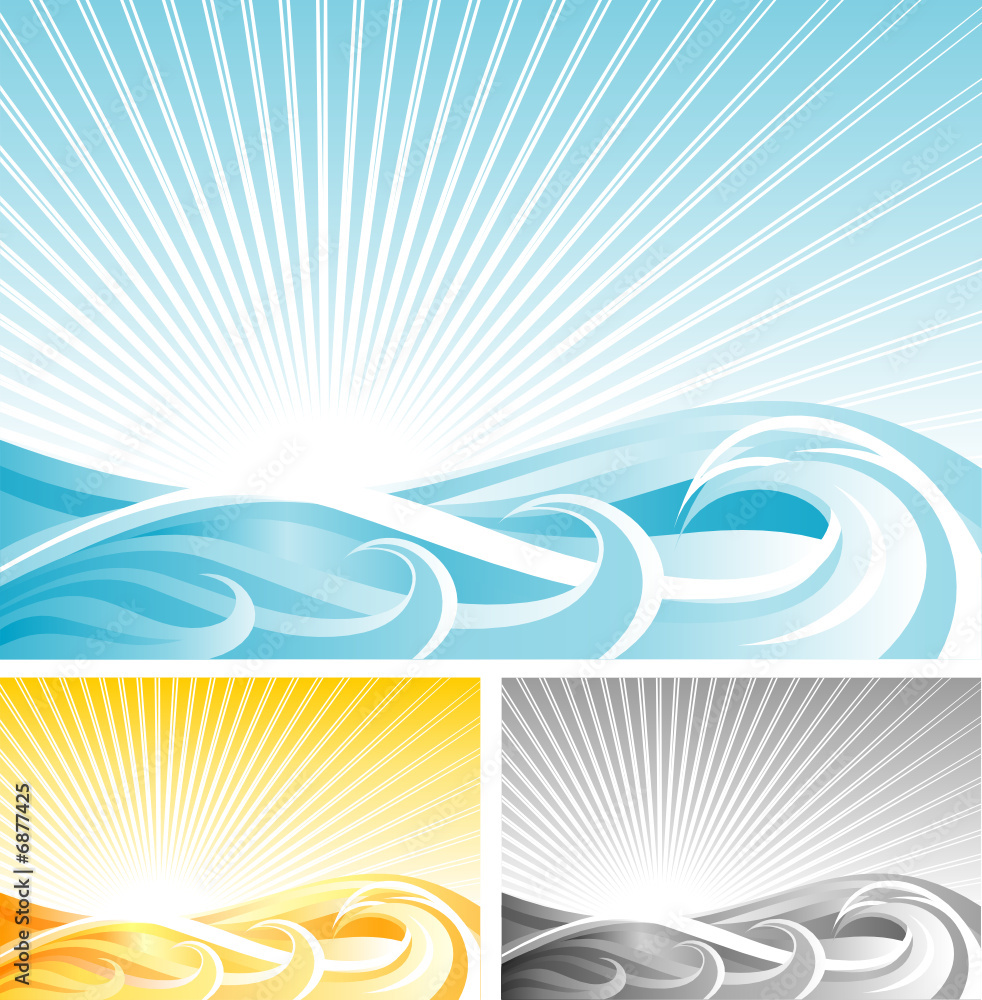 Aufkleber abstract wave background, vector file and three different color