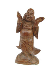 Buddha wooden figurine isolated on white background