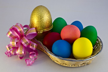 Easter eggs with ribbon