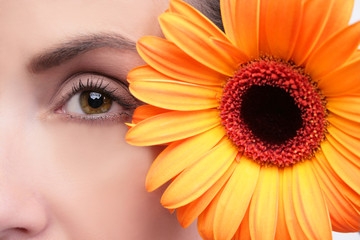 blume blüte gesicht frau orange