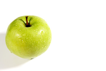 Green apple on white background