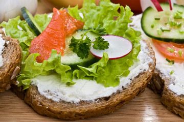 Healthy sandwich- whole grain bread, vegetables