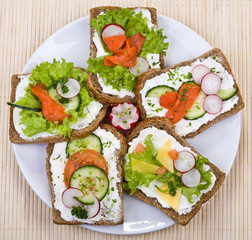 Healthy sandwich- whole grain bread, vegetables