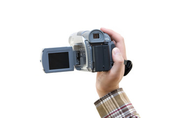 digital video camera in hand