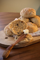 freshly baked bread with butter