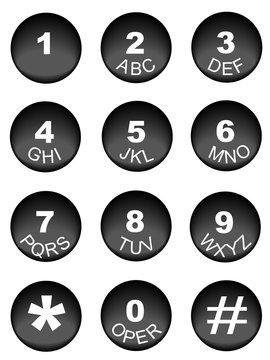 phone number with alphabet key pad buttons - vector