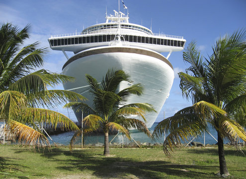 Cruise Ship and Palm Trees