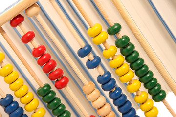 abacus calculator with colored beads and books