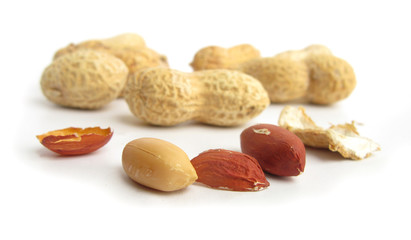 Peanuts isolated in white studio 