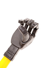 Robot hand over white