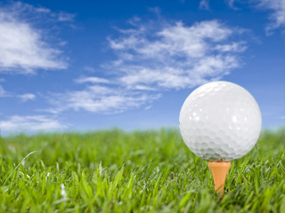 Golfball on the grass.