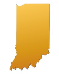 Indiana (USA) map filled with orange gradient