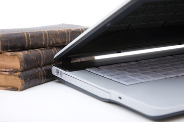 laptop and legal books