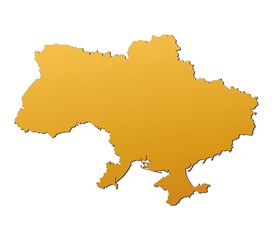 Ukraine map filled with orange gradient. Mercator projection.