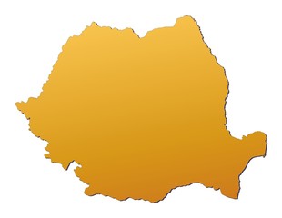 Romania map filled with orange gradient