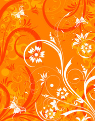 Abstract flower background with butterfly, design, vector