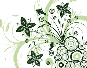 Flower background with circle, element for design, vector