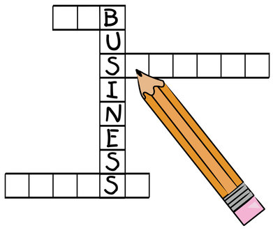 pencil filling in the word business on crossword puzzle