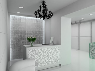 3D render modern interior of shop