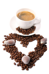 Coffee cup with beans