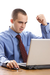 The young businessman and its personal computer