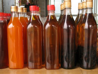 Bottles with Honey and Juice