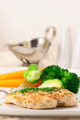 steamed vegetables and grilled chicken 