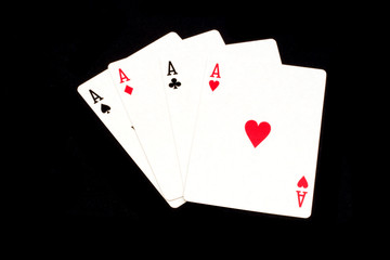 Playing cards on a black background