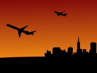 Fototapeta na wymiar planes leaving San Francisco