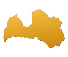 Latvia map filled with orange gradient. Mercator projection.