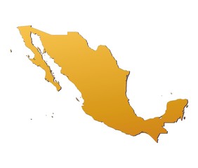 Mexico map filled with orange gradient. Mercator projection.