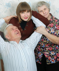 happy grandparents and granddaughter