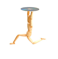 wood mannequin with CD-rom