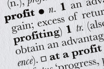 Obraz premium Profit word dictionary definition